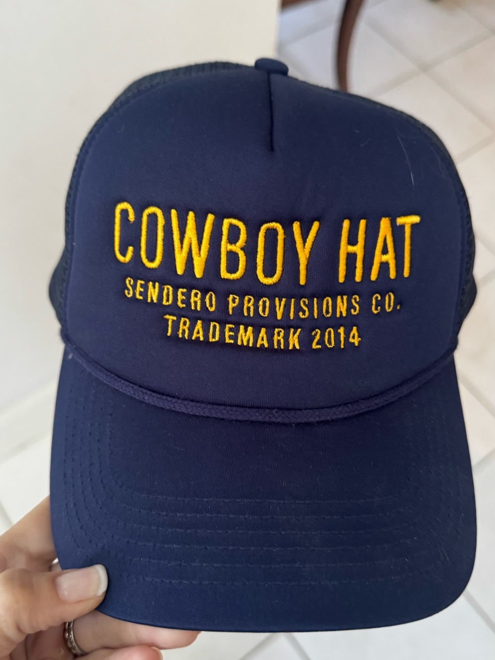 Sendero Provisions Co. Navy 'Cowboy Hat' Embroidered Trucker Cap